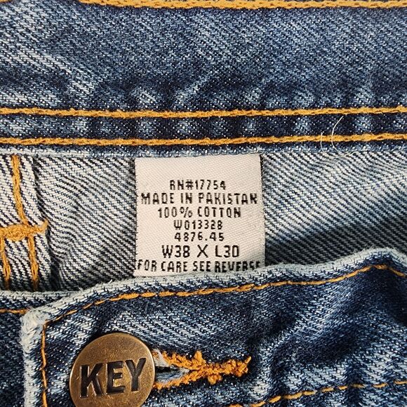 Key Blue Jean Denim Work Jeans Mens 38x30 Durable Heavy Weight Denim Pants - Picture 3 of 7